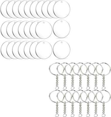 Ecomology Acrylic Discs Keychains Kit 20 Pieces with Acrylic Transparent 10 cm Acrylic Sheet(0.3 mm)