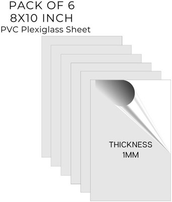 UNIXAA Pack Of 6 Plexiglass/PET Transparent Sheet Double Sided Protective Film(8X10IN) 10 inch Acrylic Sheet(1 mm)