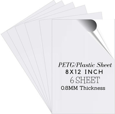 I-Birds Enterprises Pack Of 6 Clear Transparent PVC Sheet With Double Side Protective Film(8X12 IN) 12 inch Acrylic Sheet(0.8 mm)
