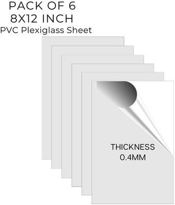 UNIXAA 8X12 IN Plexiglass/PET Transparent Sheet Double Sided Protective Film(Pack Of 6) 12 inch Acrylic Sheet(0.4 mm)