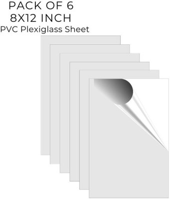UNIXAA 8X12IN Plexiglass/PET Transparent Sheet Double Sided Protective Film(Pack Of 6) 12 inch Acrylic Sheet(0.5 mm)
