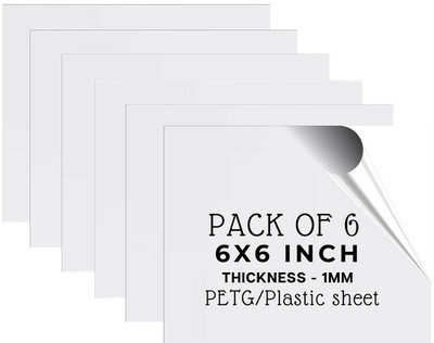 Lonaar PETG 1mm Thickness Sheet With Double Sided Protective Film 6 Sheet (6X6 IN) 6 inch Acrylic Sheet(1 mm)