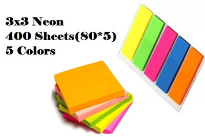 AirSoft Post-It Super Sticky Notes, Assorted Bright Colors 400 Sheets 3x3 Neon,(80*5) 3 inch Acrylic Sheet(1 mm)