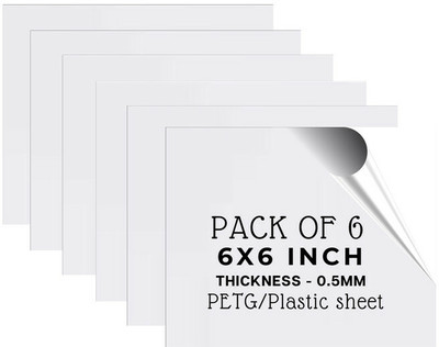 Lonaar PETG 0.5mm Thickness Sheet With Double Sided Protective Film 6 Sheet (6X6 IN) 6 inch Acrylic Sheet(0.5 mm)
