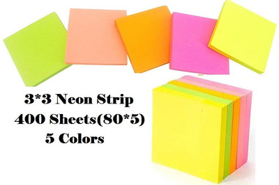 AirSoft Sticky Note Bright Colorful Sheets Strong Self-Stick 400 Sheets,3x3 Neon,(80*5) 3 inch Acrylic Sheet(1 mm)