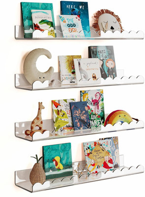 Fequilion Fequillon Wall Mounted Acrylic Book Shelf | Transparent Kids Book (Set of 2) 12 inch Acrylic Sheet(4 mm)