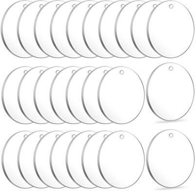 Maitri Pack Of 20 Acrylic Round Keychain With Keyrings, Keychain Kit, Art&Craft Work Key Chain