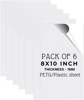 Lonaar PETG 1mm Thickness Sheet With Double Sided Protective Film 6 Sheet (8X10 IN) 10 inch Acrylic Sheet(1 mm)