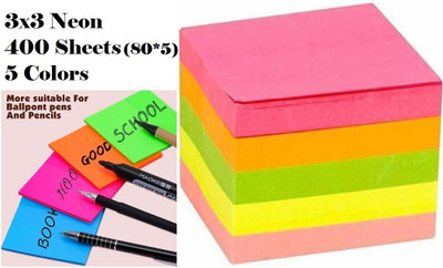 AirSoft Sticky Notes Refills Bright Colors Super Sticky 400 Sheets 3x3 Neon,(80*5) 3 inch Acrylic Sheet(1 mm)
