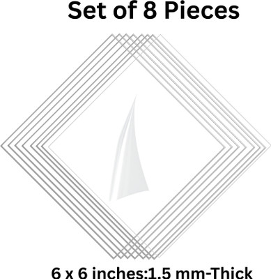 GiftHai Acrylic Sheet | Glass-Like Finish | 1.5mm | 6x6 Inches | Pack of 8| 6 inch Acrylic Sheet(1.5 mm)
