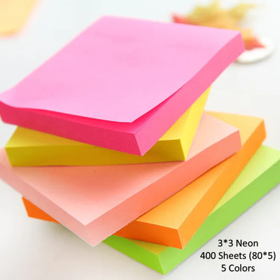 AirSoft Sticky Notes 3x3 Self-Stick Notes Bright Colors Sticky Notes (5 Neon Colors) 400 Sheets Regular, 5 Colors(Set Of 1, Multicolor)