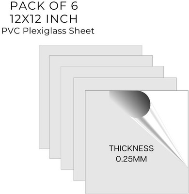 UNIXAA 12X12IN Plexiglass/PET Transparent Sheet Double Sided Protective Film(Pack Of 6) 12 inch Acrylic Sheet(0.25 mm)