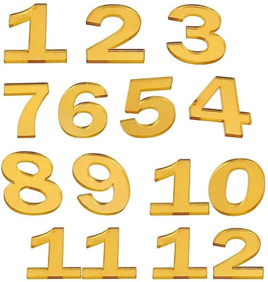 BanteyBanatey 12 Golden Acrylic English Numbers/Numerals/Digits for Clock Making in Resin Art 0.5 cm Acrylic Sheet(0.2 mm)
