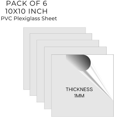 UNIXAA Pack Of 6 Plexiglass/PET Transparent Sheet Double Sided Protective Film(10X10IN) 10 inch Acrylic Sheet(1 mm)