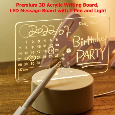 OSRAY Beautiful 3D Acrylic Writing Board, LED Message Board with 1 Pen and Light 15 cm Acrylic Sheet(4 mm)