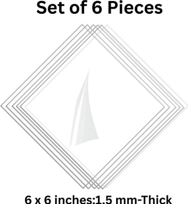 GiftHai Acrylic Sheet | Glass-Like Finish | 1.5mm | 6x6 Inches | Pack of 6 | 6 inch Acrylic Sheet(1.5 mm)