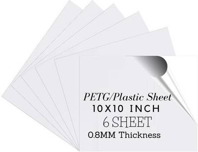 I-Birds Enterprises Pack Of 6 Clear Transparent PVC Sheet With Double Side Protective Film(10X10 IN) 10 inch Acrylic Sheet(0.8 mm)