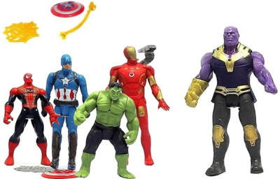Toyporium Avengers Toys|Set of 5 Twist And Move Super Hero Action Figure For Kids|T15(Multicolor)