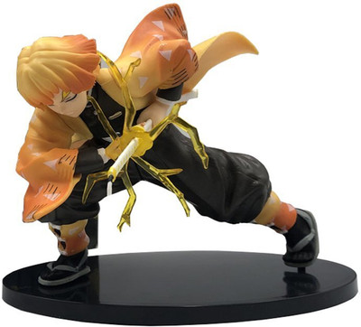 AweStuffs Zenitsu Demon Slayer Attack Large Action Figure Toy Doll Statue(Multicolor)