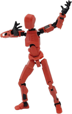 dribblr Dummy 13 Action Figure Robot | Build It Yourself Toy | 3D Printed (5.5inches)(Red, Black)