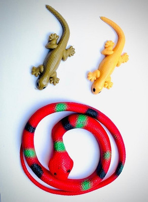 Tik C Rubber snake and lizard toys(Multicolor)