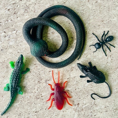 Tik C Rubber snake,rat,crocodile and ant gang set(Multicolor)