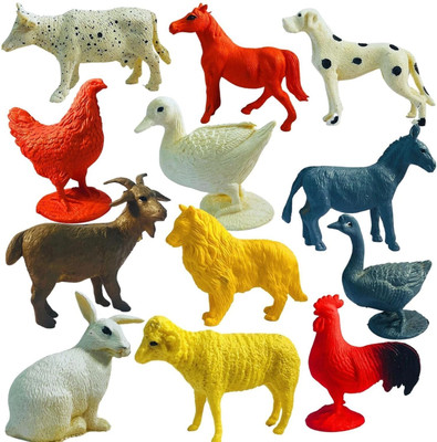 Mallexo Realistic Domestic Animals Toys Set for Kids 12PCs Big Size Jungle Farm Animal(Multicolor)