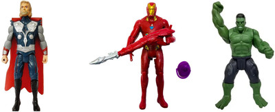 khilona waala Pack Of THOR IRONMAN & HULK Super Heroes Action Figure Toys For Boys Kids(Multicolor)