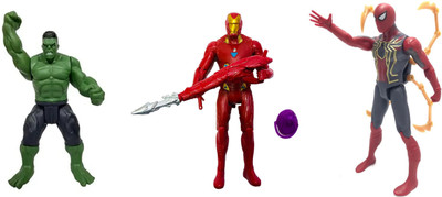 khilona waala Pack Of HULK IRONMAN & SPIDERMAN Superhero Action Figure Toys(Multicolor)