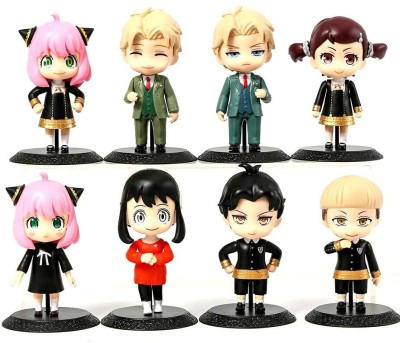RVM Toys Anime Set of 8 Spy X Family Figures 10-11 cm Toy for Car Dashboard Office Table(Multicolor)