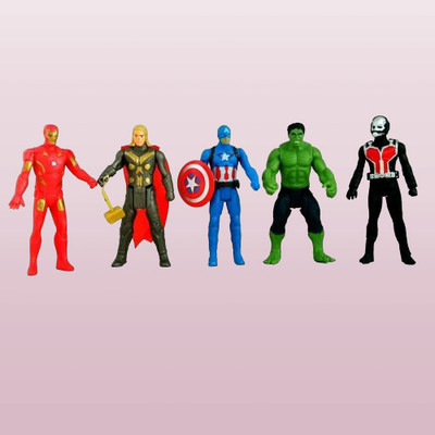 Toyporium Avengers Toys|Set of 5 Twist And Move Super Hero Action Figure For Kids|A36(Multicolor)