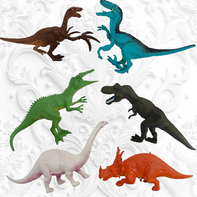 taka saki dinosaur figure toy play set for kids rubber action figurine animal figure(Multicolor)