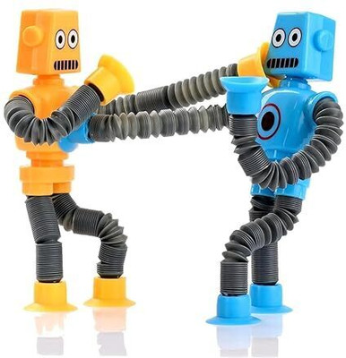 LittleLovik New Bendable Telescopic Robot, Shape Changing Suction Cup Toy(Pack of 2),(Multicolor)