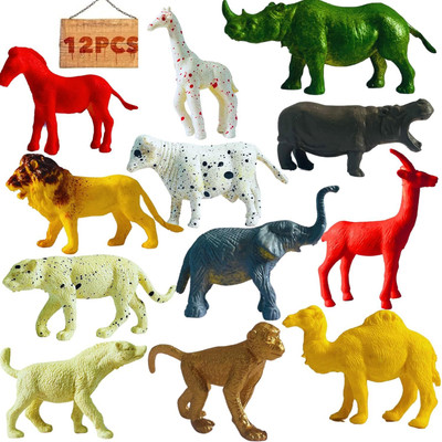 Vedant Medium Size Basic Animals Made Of Plastic Jungle Toys Set With Tiger, Lion,etc(Multicolor)