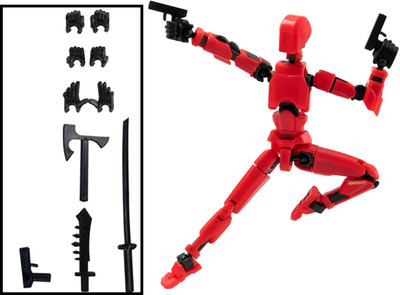 Bhootia Dummy 13 Action Figure | Build Yourself DIY | With Weapons (5.25inches)(Red)