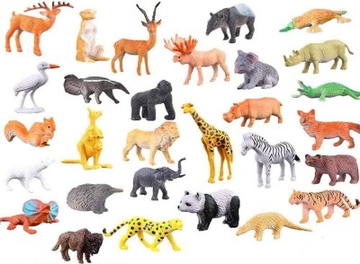 Toyporium Mini Jungle Safari 12 PC Realistic Wild Animal Toy Figure Playing Set for Kids45(Multicolor)
