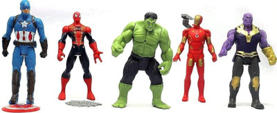 PARAM ENTERPRISE Super Hero Character Play Set Captain America, Iron Man,Spiderman,Hulk Acton Toy(Multicolor)