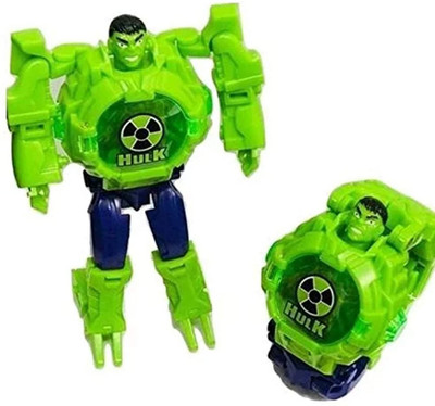 JELLIFY Hulk Actions Figure Toy Robot convert to Digital Wrist Watch for Kids(Multicolor)