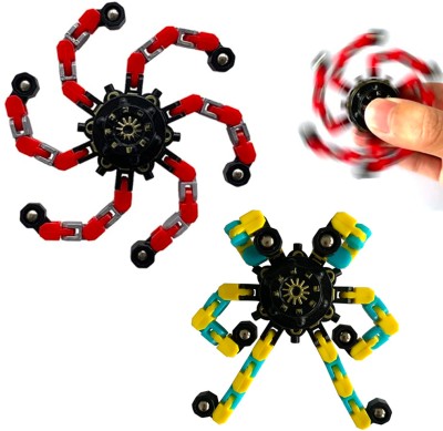 KIDOLOGY Stretch Monster Fidget Spinner Robot Toy Creative Top Spinning Hand Toy(Yellow, Red)