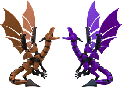 Apsara Gifts Pack of 2- Dragon Action Figure Toy's .(Brown, Purple)