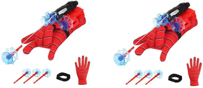 Pluspicks Pack of 2 Spider Man Web Shooting Toys Hero Launcher Wrist Toy Set for Kids(Red)