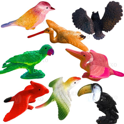 Mallexo PVC Bird Figures Toys for Kids 3D Model Birds Animal Figure Play Set 8PCs(Multicolor)