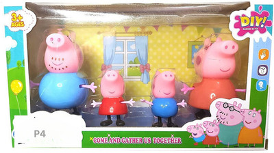 SNM97 Peppa Pig Family in peppa pig set 0f 4 in toys for kids P_54(Multicolor)