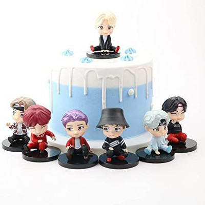 gtrp Toys Set of 7 Kpop BTS Tiny Tans Action Figure Set Or Cake Topper Decoration(Multicolor)
