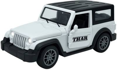 bhuvienterprises Present Die-Cast Thar SUV Toy Car with Light & Music – 1:36 Scale, Pull Back(White, Pack of: 1)