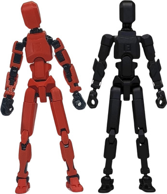 Apsara Gifts Pack of 2 - Dummy 13 Action Figure Articulated 3D Printed Robot(Red, Black)