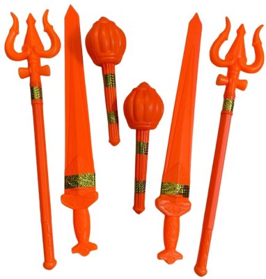 Banke Ji Plastic Hanuman Gada & Sword Toys for Kids/Hand Weapon Role & Action Figure Toy(Orange)