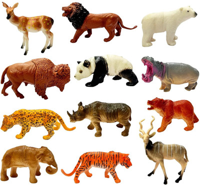 KHYALI 12-PCS Wildlife Animal Toy Set|Realistic Mini Jungle Zoo Animals for Kids|539(Multicolor)
