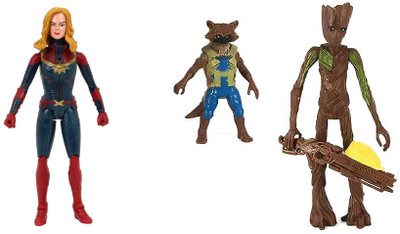 khilona waala Combo Pack of Captain Marvel & Groot 6-Inch Action Figure Toys with Weapon(Multicolor)