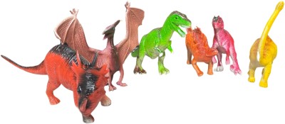 CROCO Set of 6 Dinosaur Toy for Kids Action Figure Animal Model Collection(Multicolor)